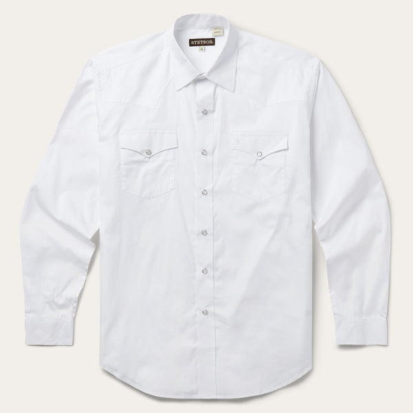 White Pinpoint Oxford Western Shirt Stetson - Main Image