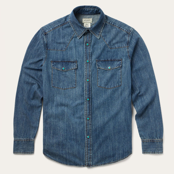 Turquoise Snap Lightweight Denim Shirt | Stetson