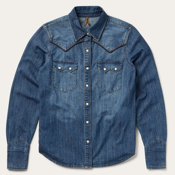 Piped Dark Denim Western Shirt | Stetson