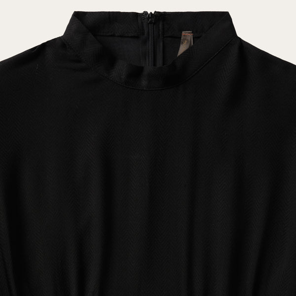 Black Herringbone Twill Midi Dress | Stetson