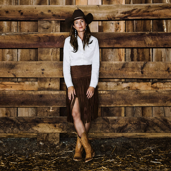 brown suede skirt yarn