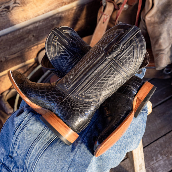 Black Falls Alligator Cowboy Boot Stetson - Main Image