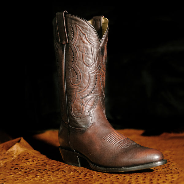 Stetson Boots black round toe cowboy offers western boots with rust brown shaft