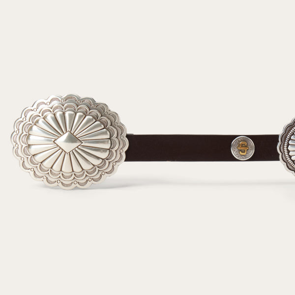 Concho Belt Elegant Brown Belt with Silver Style Detailing Silver Birch Concho Western Leather Belt main image 3