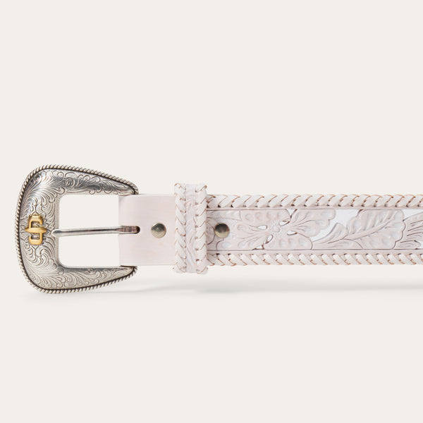 Off White Leather Wide Statement Belt Stitching Western Boho Sz 30 Off White Leather Obi Belt With Long Tassels | JUAN-JO  main image 3