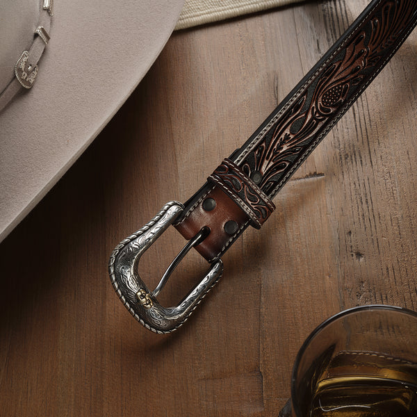 Leather Western Hip Belt in Brown and Black Leather Western Hip Belt in Brown and Black main image 4