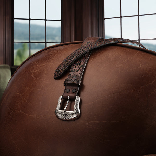 Tooled Tab Embroidered Belt main image 0