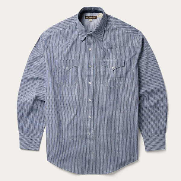 Blue Deco Geo Print Western Shirt | Stetson