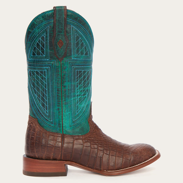 Stetson Men's Brown Alligator Boots with Turquoise Shaft