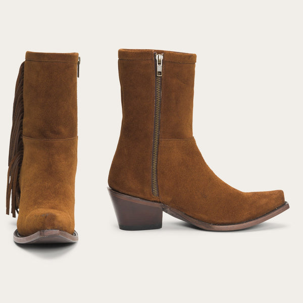 Halle Suede Fringe Side Zip Boot | Stetson