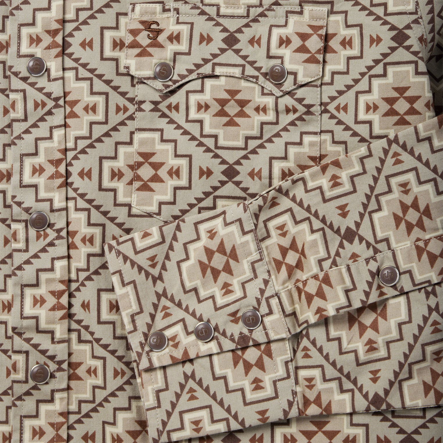Brown Aztec Poplin Western Shirt | Stetson