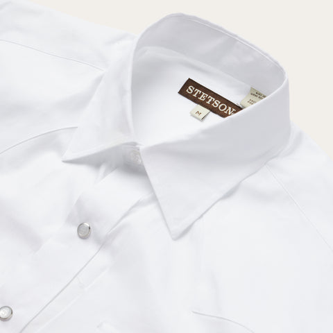 Stetson White Pinpoint Oxford Western Shirt Stetson White Pinpoint Oxford Western Shirt