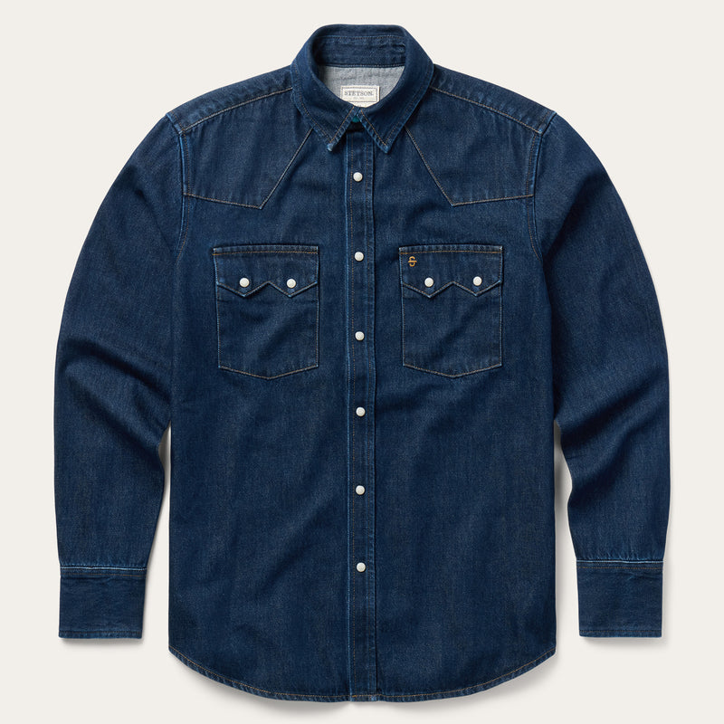 【UPPER HIGHTS】WESTERN DENIM SHIRTS Raw Denim Western Shirt | Stetson