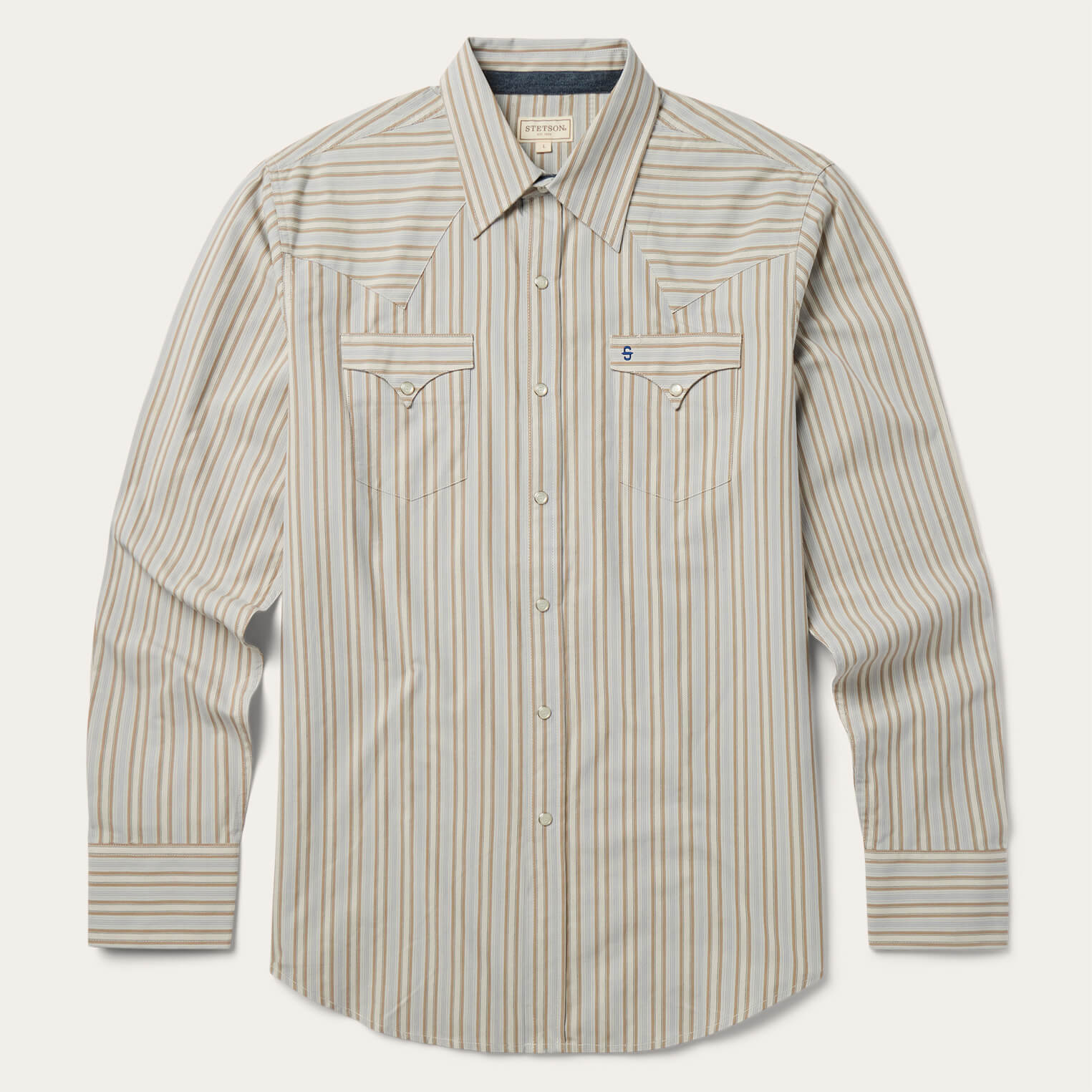 Stetson Men's Ticking Dobby Stripe Western Shirt Small