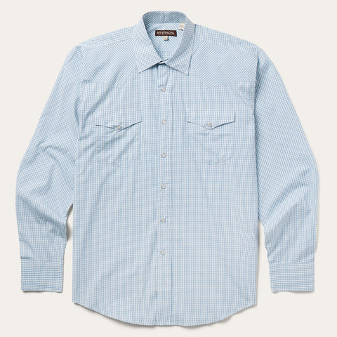 Stetson Two Stripe Check Western Shirt Blue / S Stetson Two Stripe Check Western Shirt Blue / S