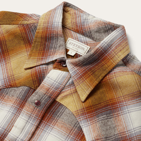 Rust Plaid Flannel Western Shirt | Stetson Rust Plaid Flannel Western Shirt | Stetson