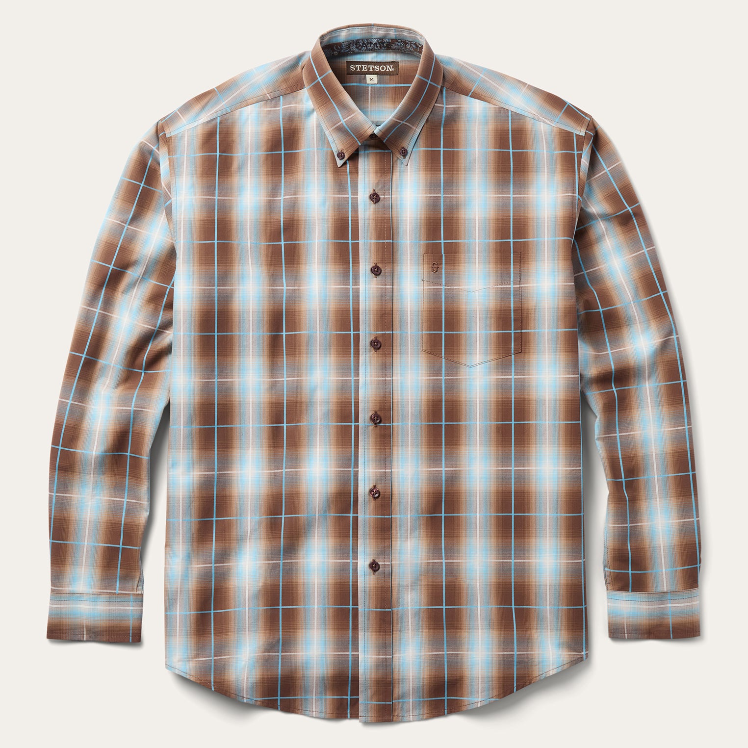 Stetson Men's Plaid Print Long Sleeve Snap Western Shirt