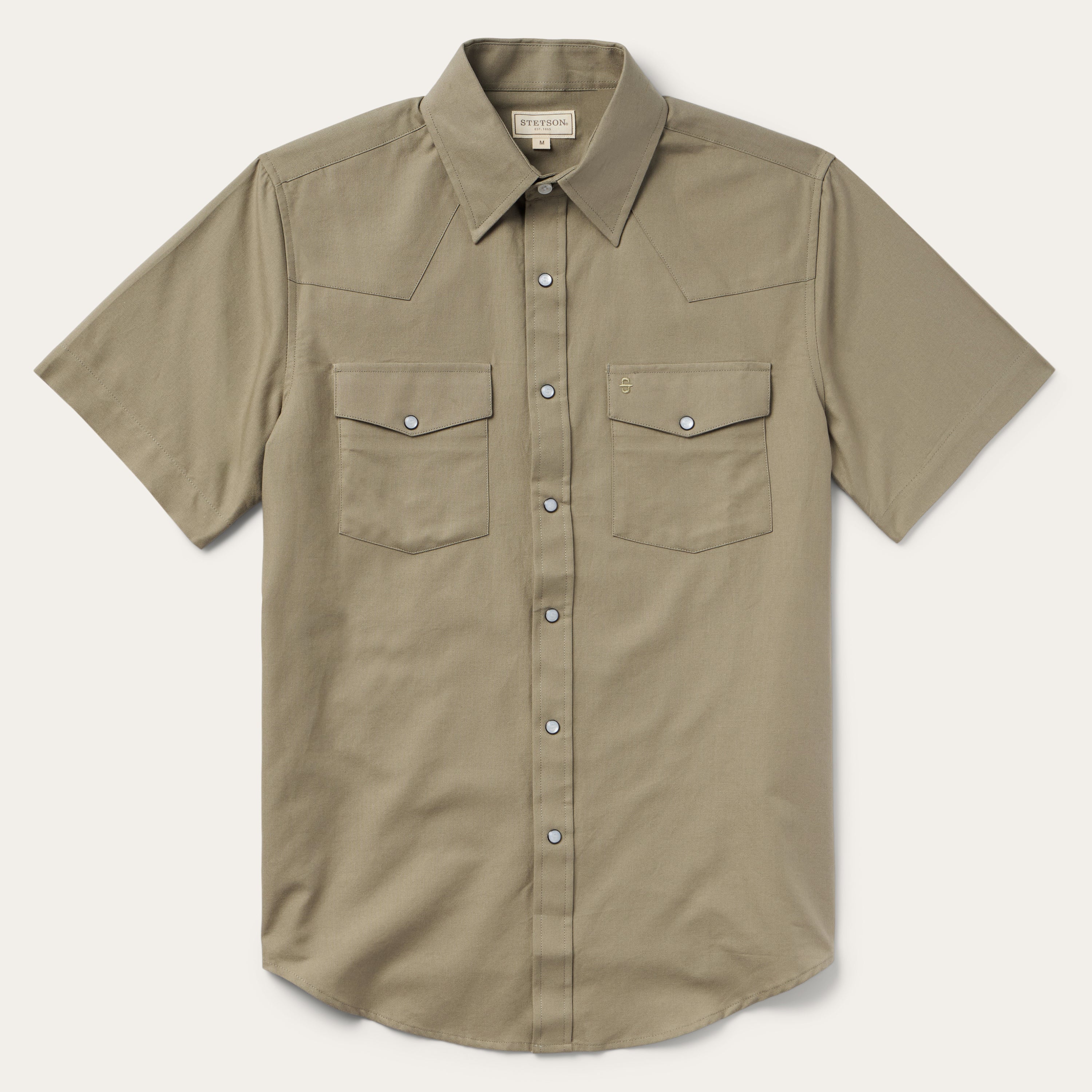 mens short sleeve western dress shirts Men's Ely Cattleman Solid Snap Shirt with Contras Western Field Shirt Short Sleeve
