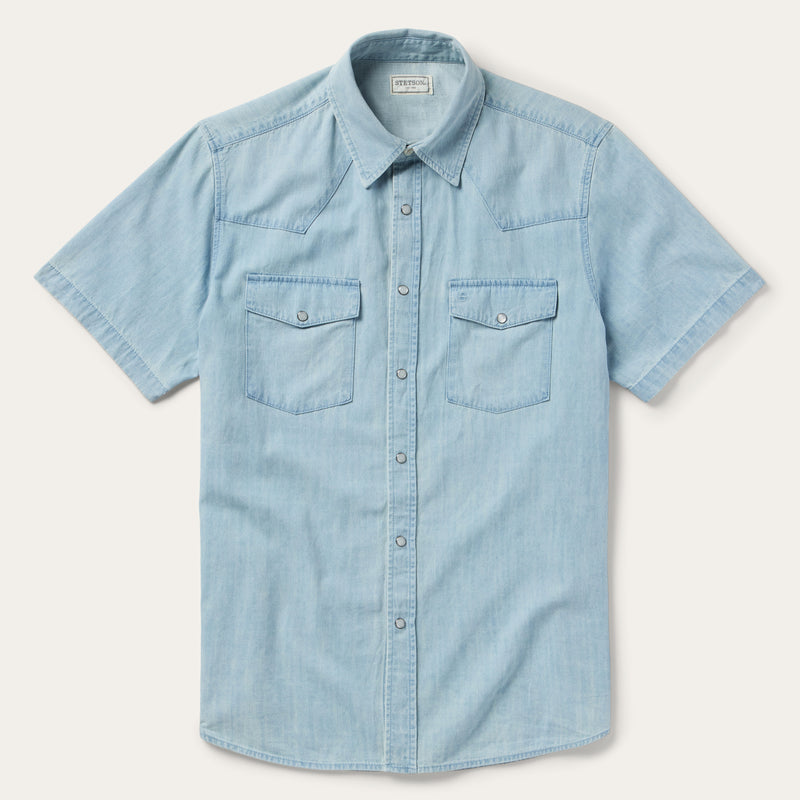 Chambray Oxford Short Sleeve Western Shirt | Stetson