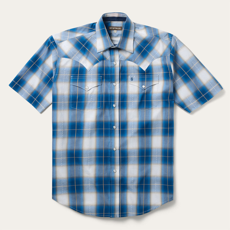 Ombre Plaid Short Sleeve Shirt | Stetson