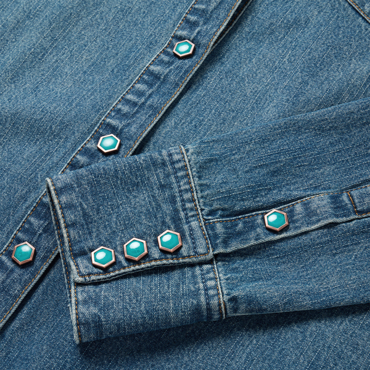 Turquoise Snap Western Denim Shirt | Stetson