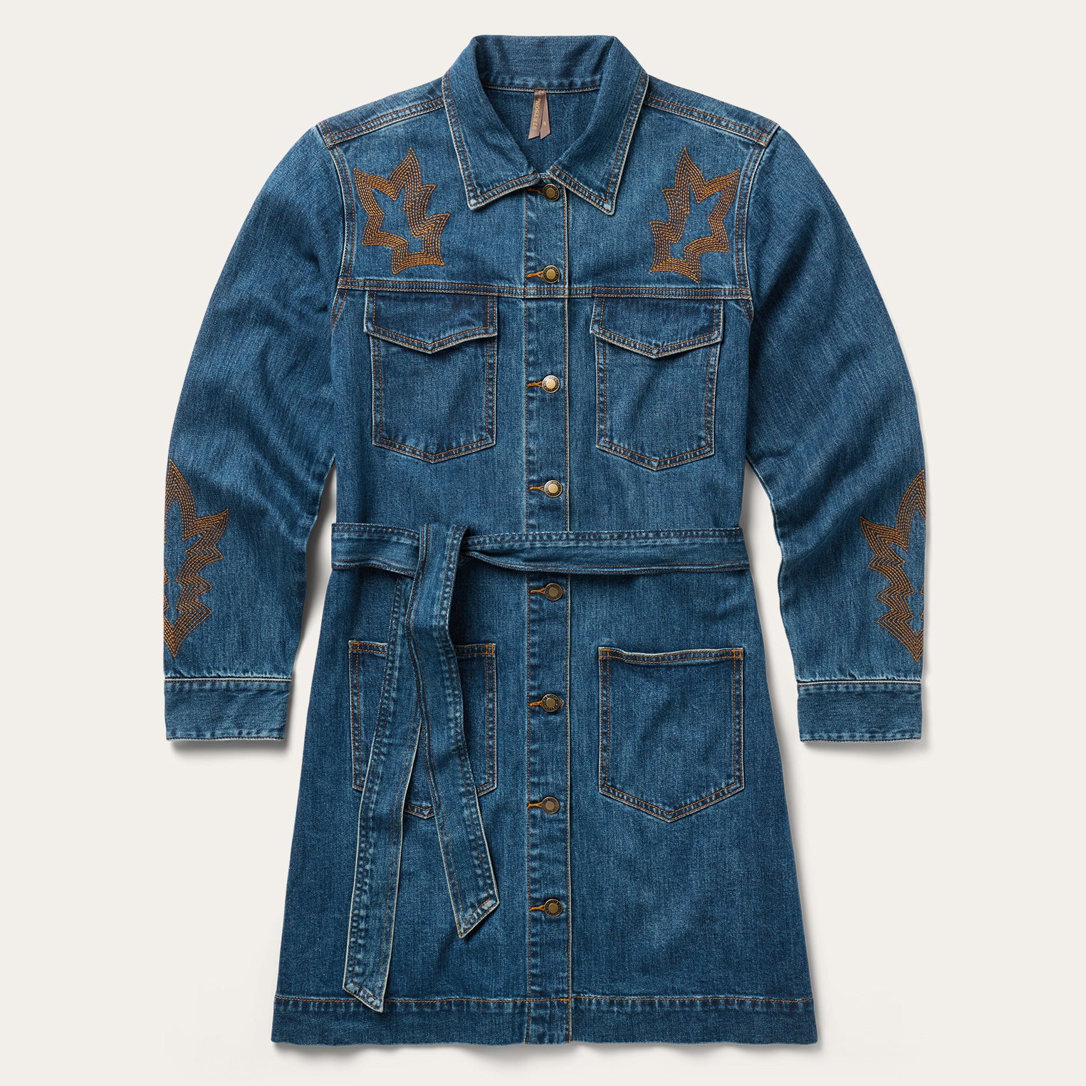 stetson embroidered denim dress Stetson Women's Dark Denim Embroidered Shirt Dress