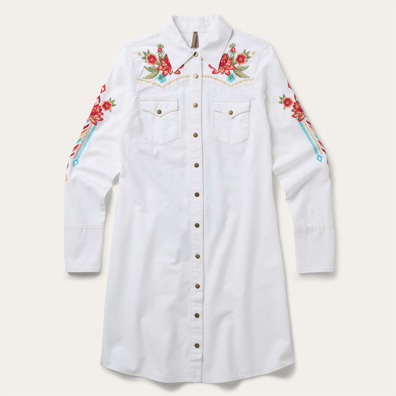 embroidered shirt dress white Stetson Denim Color:Black and Silver black off shoulder dress menu: prints