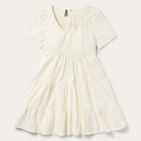 cream denim dress Cream Denim Tiered Dress