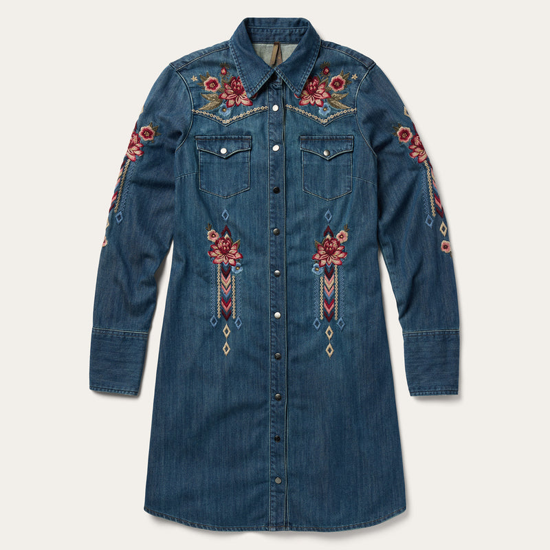 denim dress with embroidery Stetson Lavish Denim Shirt Dress