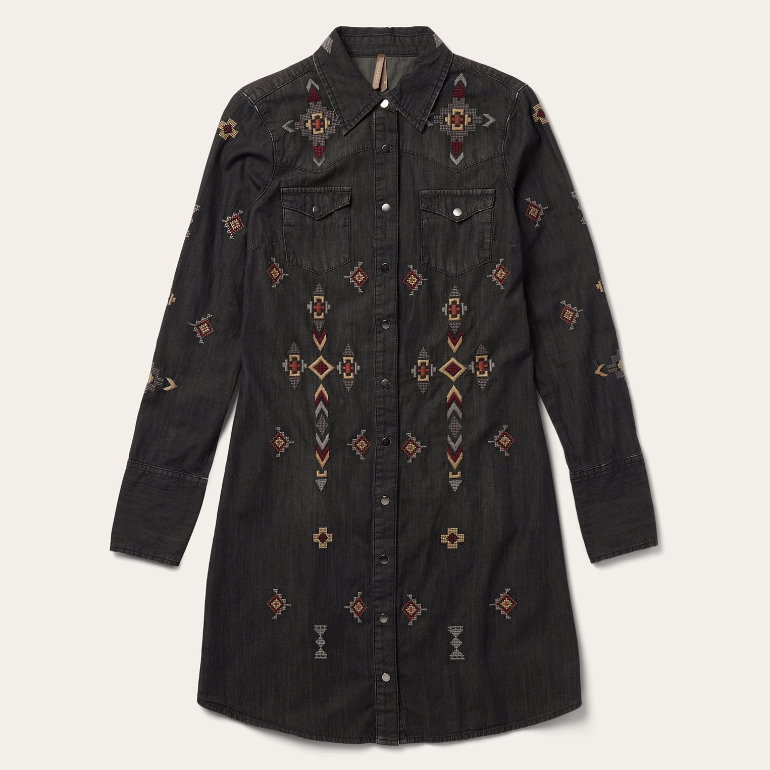Embroidered Black Denim Shirt Dress | Stetson Embroidered Black Denim Shirt Dress | Stetson