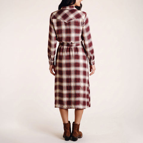 Stetson Black Cherry Plaid Shirt Dress
