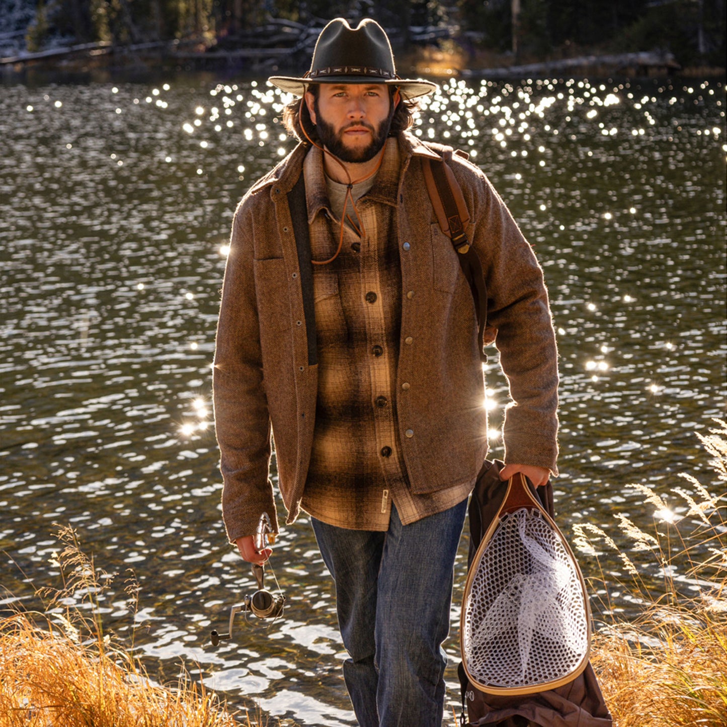 HERRINGBONE DOWN SHIRT JACKET DEEP LODEN