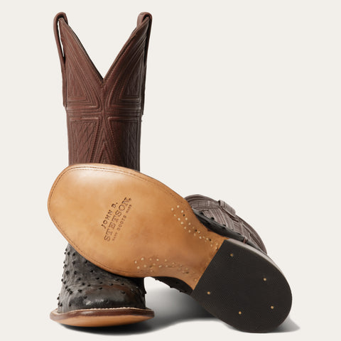 Stetson Men's Dillon Ostrich Western Boots in Black | Square Toe Stetson Men's Dillon Ostrich Western Boots in Black | Square Toe