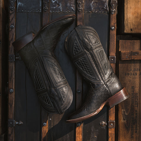 Stetson Men's Alligator Cowboy Boots in Black | Square Toe Dress Stetson Men's Alligator Cowboy Boots in Black | Square Toe Dress