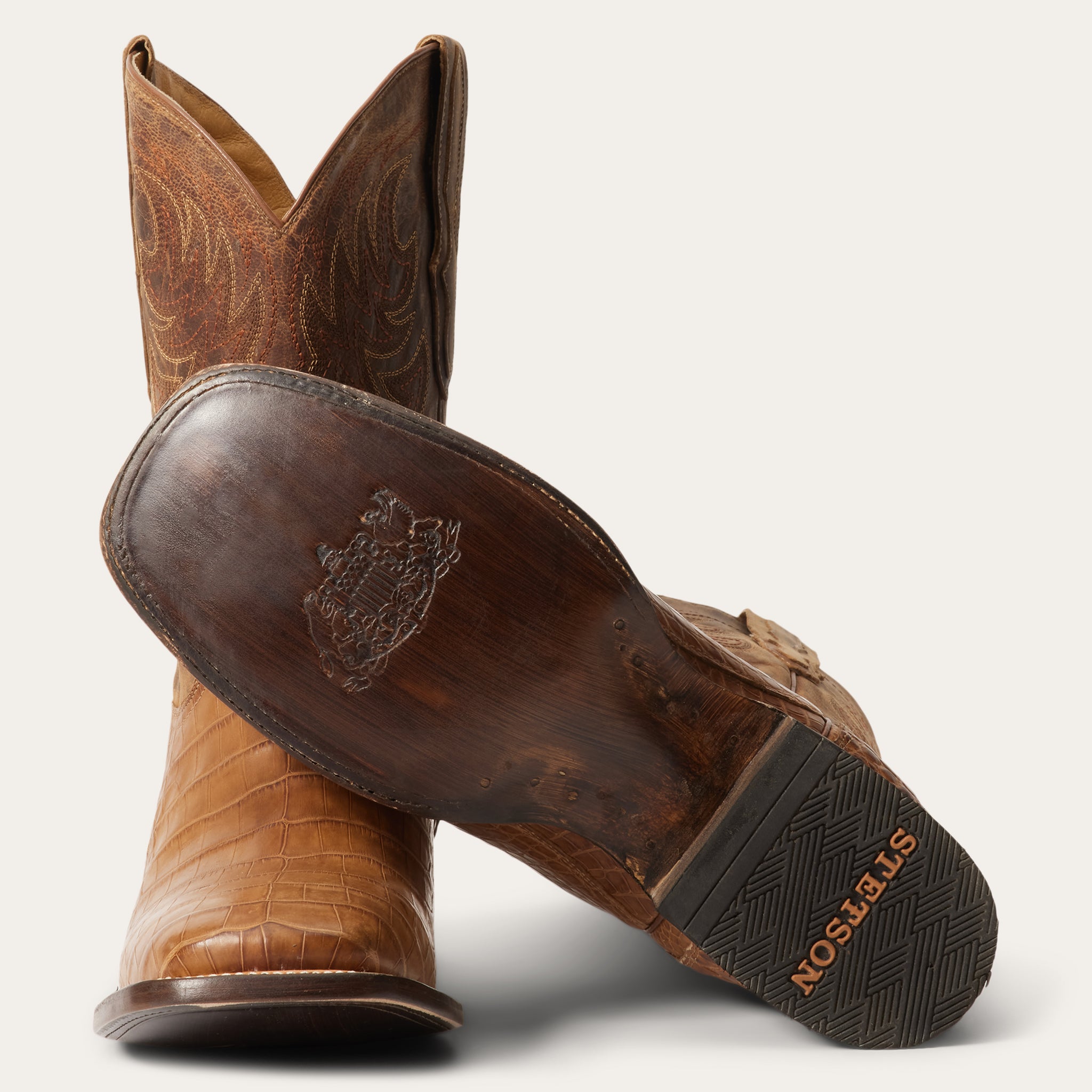 Stetson Alligator (Blue/Brown) - Men's Alligator Cowboy Boot