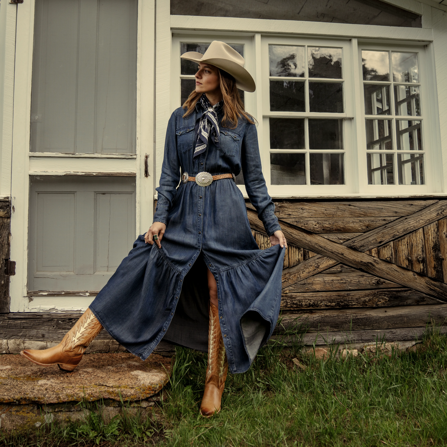 Stetson Western Denim Maxi Dress Stetson Western Denim Maxi Dress