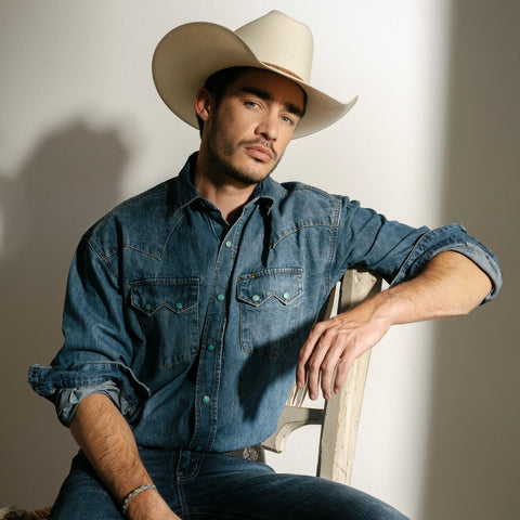 Stetson Men's Denim Snap Western Shirt Blue / S Stetson Men's Denim Snap Western Shirt Blue / S