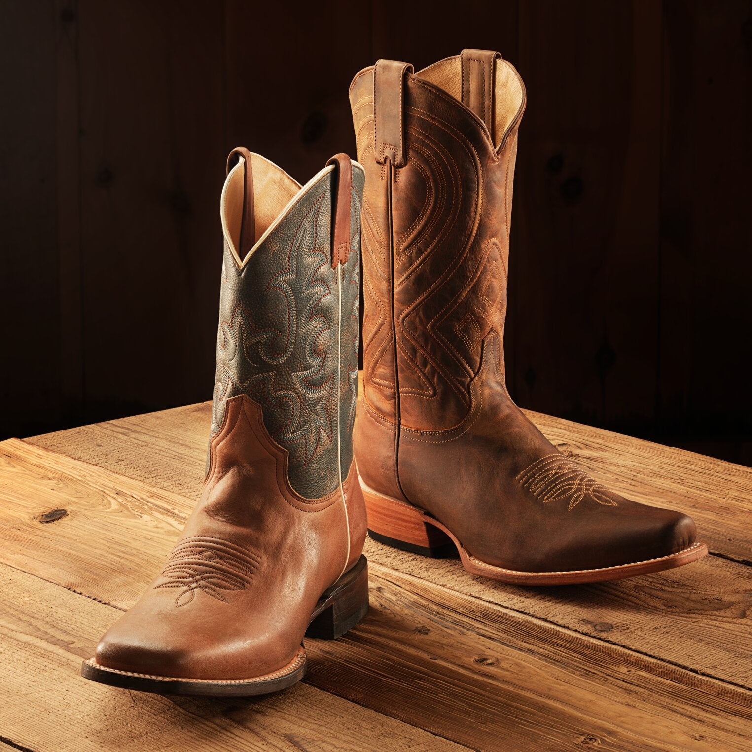 Stetson Men's Mossman Cutter Toe Cowboy Boots in Rugged Brown