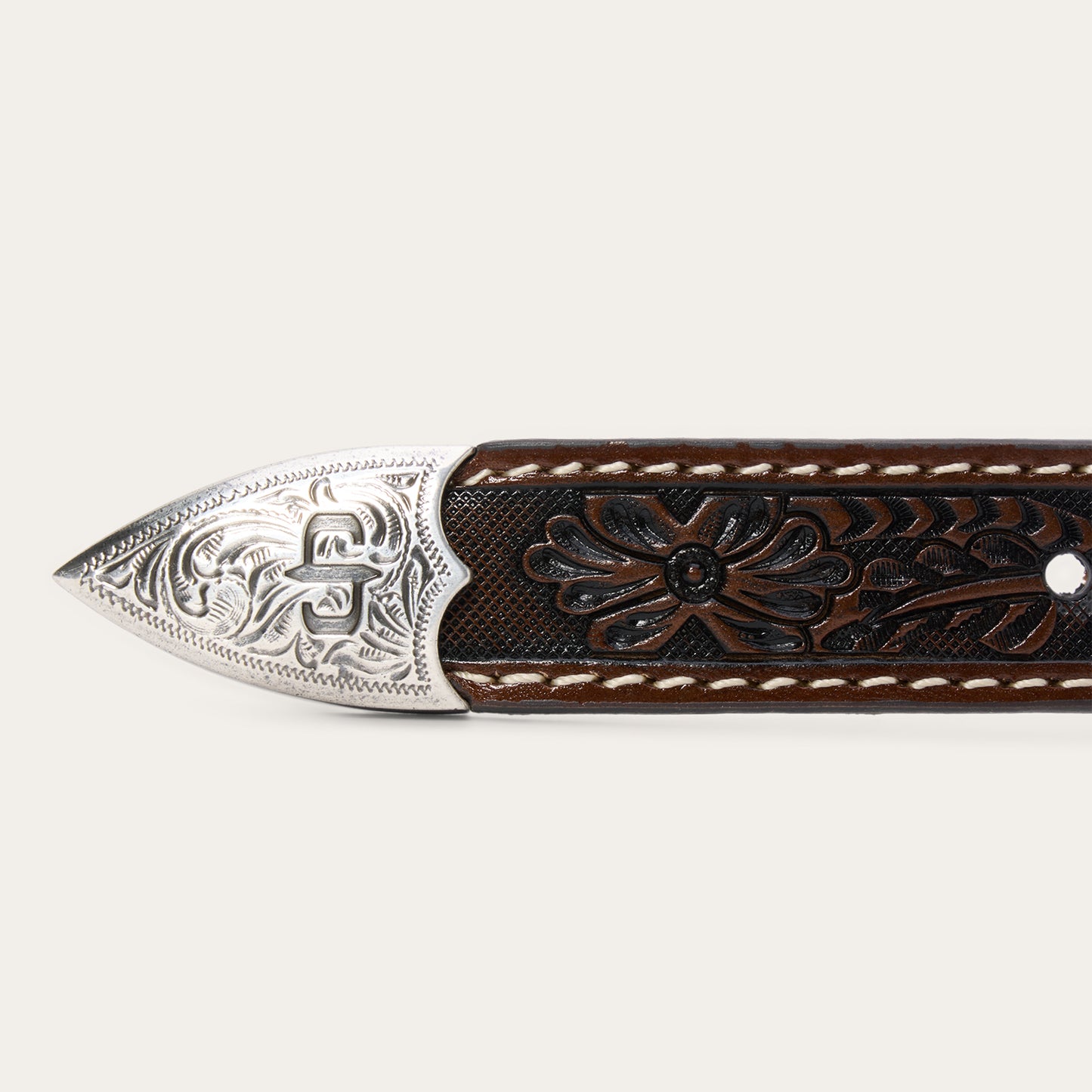 Ariat Belt Men Ariat Leather Belt Brown Tooled Pattern Western Size L 36-40" NO BUCKLE Copper Concho Belt