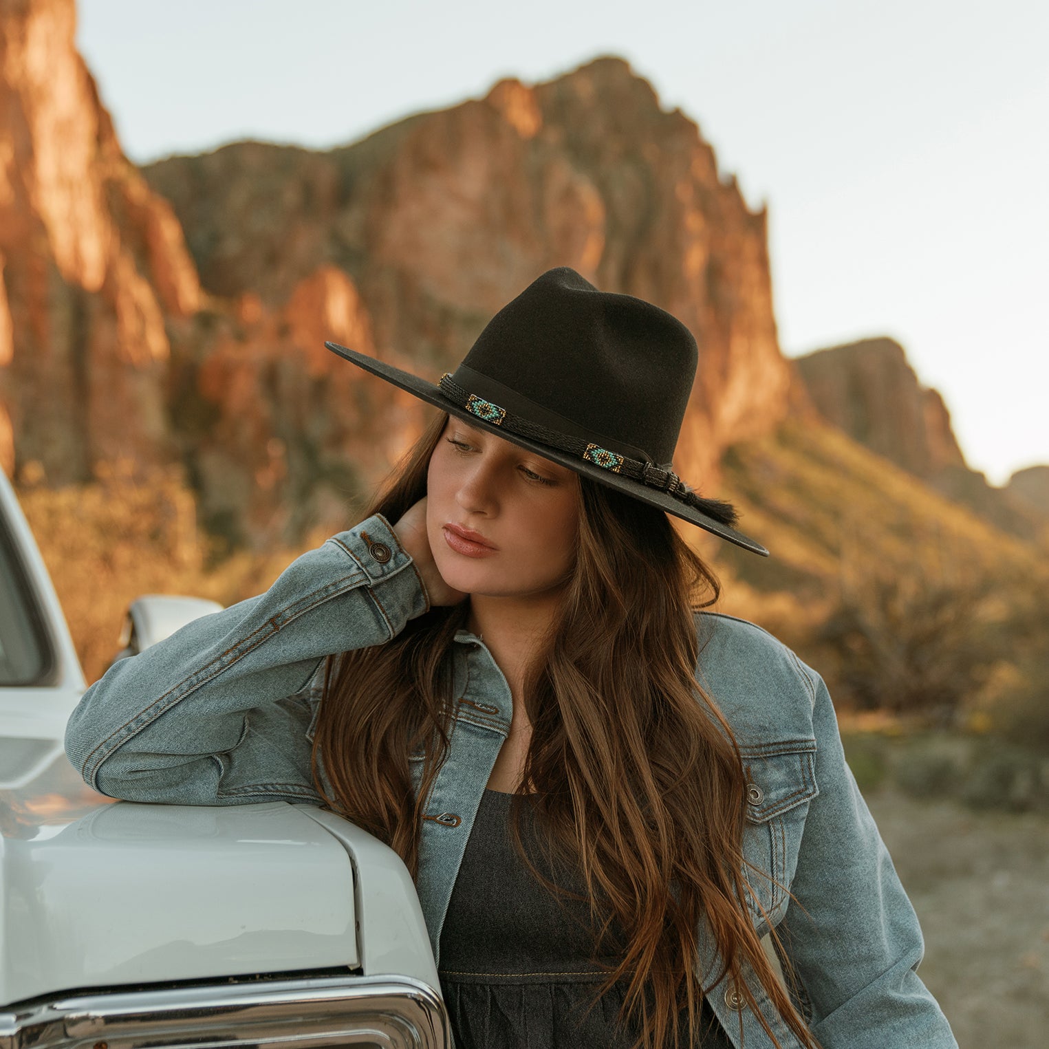 Black & Brown Genuine Leather Cowboy Western Hat Unisex