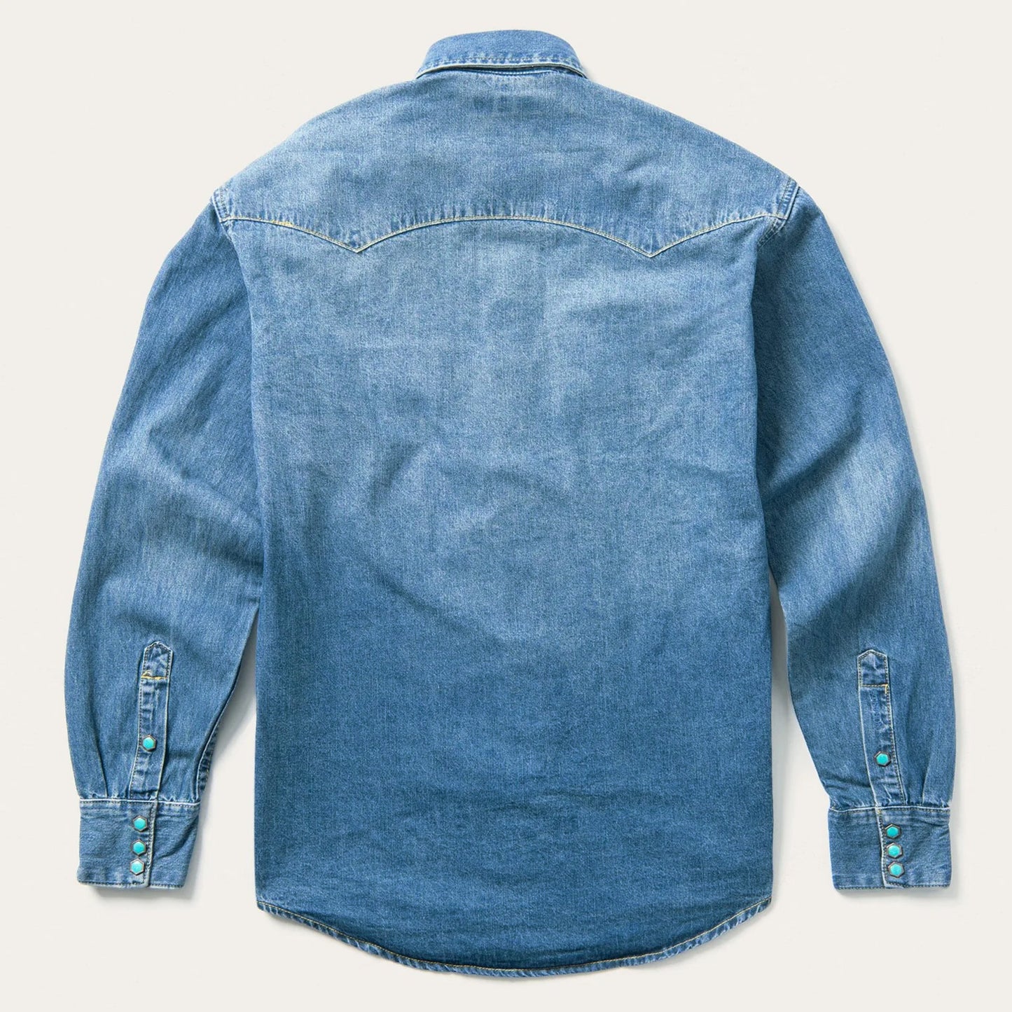 Stetson Men's Western Denim Shirt – Long Sleeve, 100% Cotton Chambray, Snap Buttons, Loose Fit, Blue