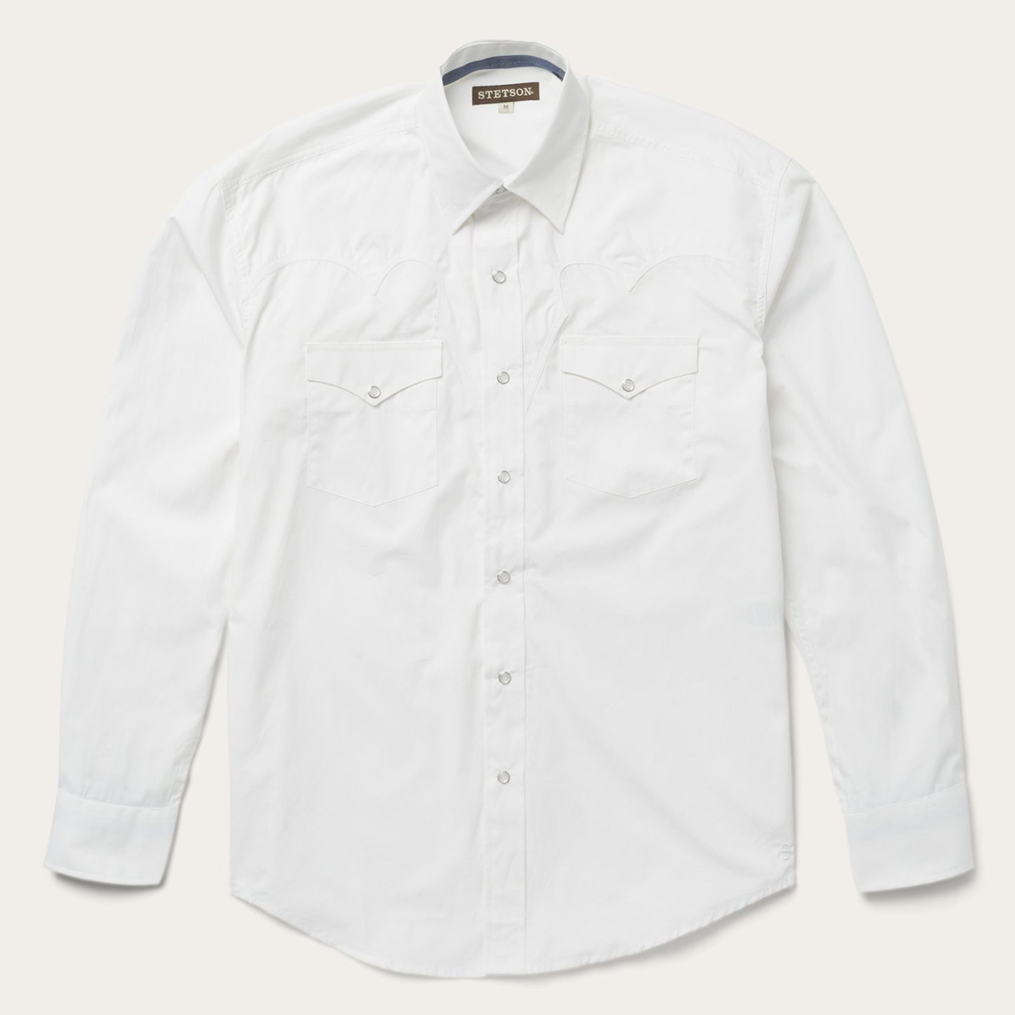 Classic Solid Snap Poplin Shirt In Optic White | Stetson