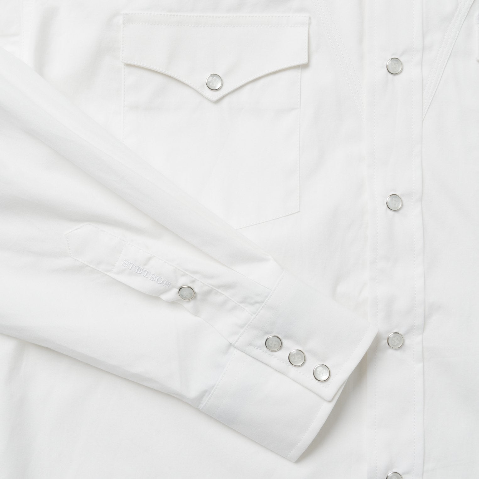 white pearl snap dress shirt Stetson Classic Solid Snap Poplin Shirt In Optic White