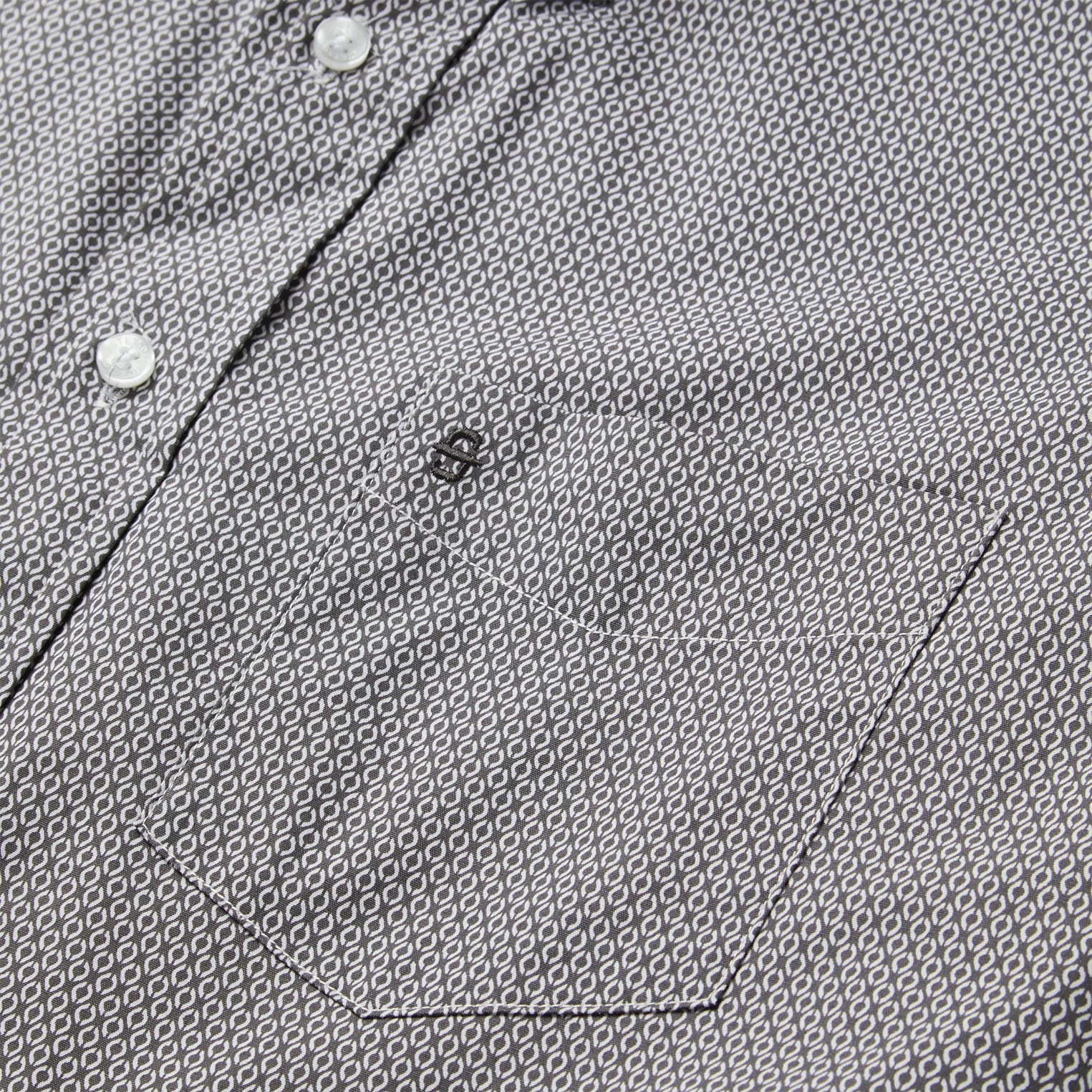 Grey Geo Print Button Front Shirt | Stetson