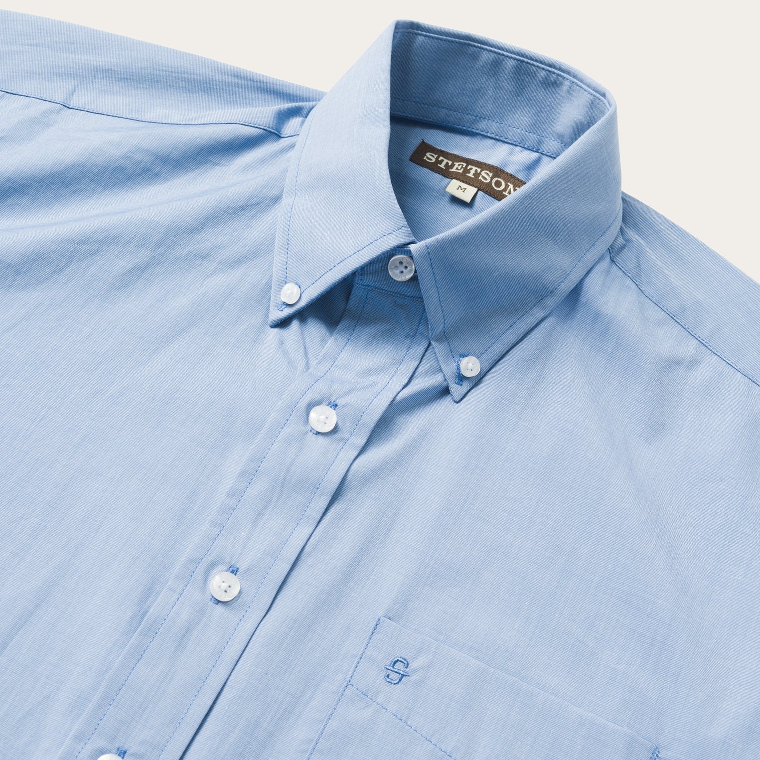 Blue Solid One-Pocket Snap-Front Shirt | Stetson