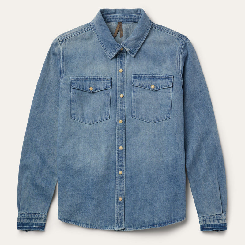 トップス DIANTE LEATHER POCKET DENIM LOOSE SHIRTS Loose Fit Denim Snap-Front Shirt | Stetson