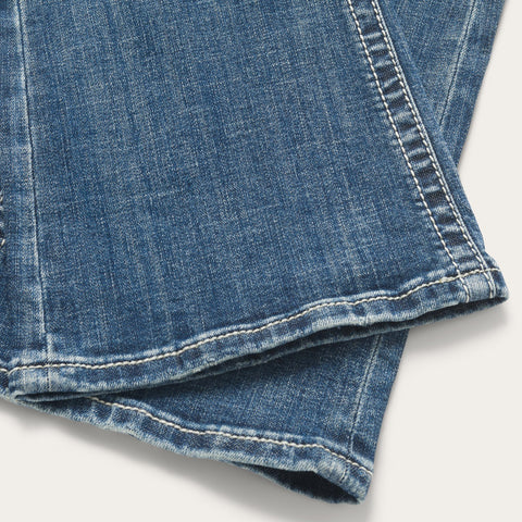 BUCKAROO Jeans Blue Distressed Denim w Stitches Straight Leg Men