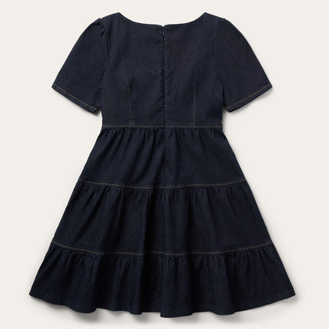 Dark Denim Dress With Contrast Top Stitching Dark Denim Dress With Contrast Top Stitching