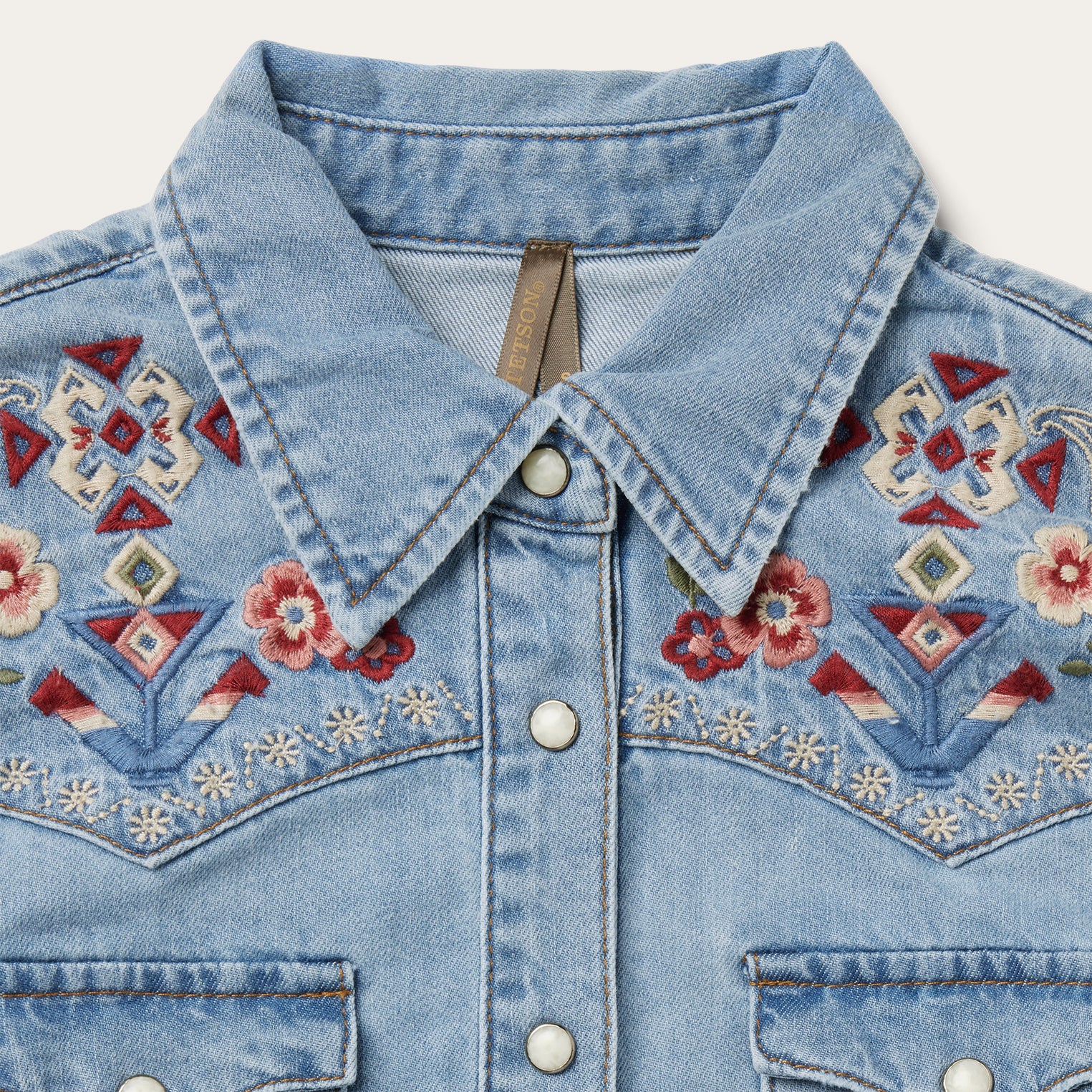 Blue Brigitte floral-embroidered denim shirt | Fortela | MATCHES UK