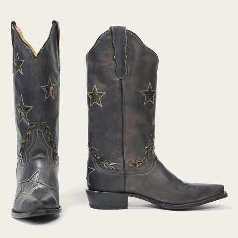 Star Distressed Black Cowboy Boot